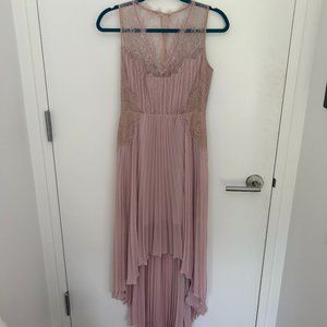 BCBG PINK PLEATED DRESS WITH LACE